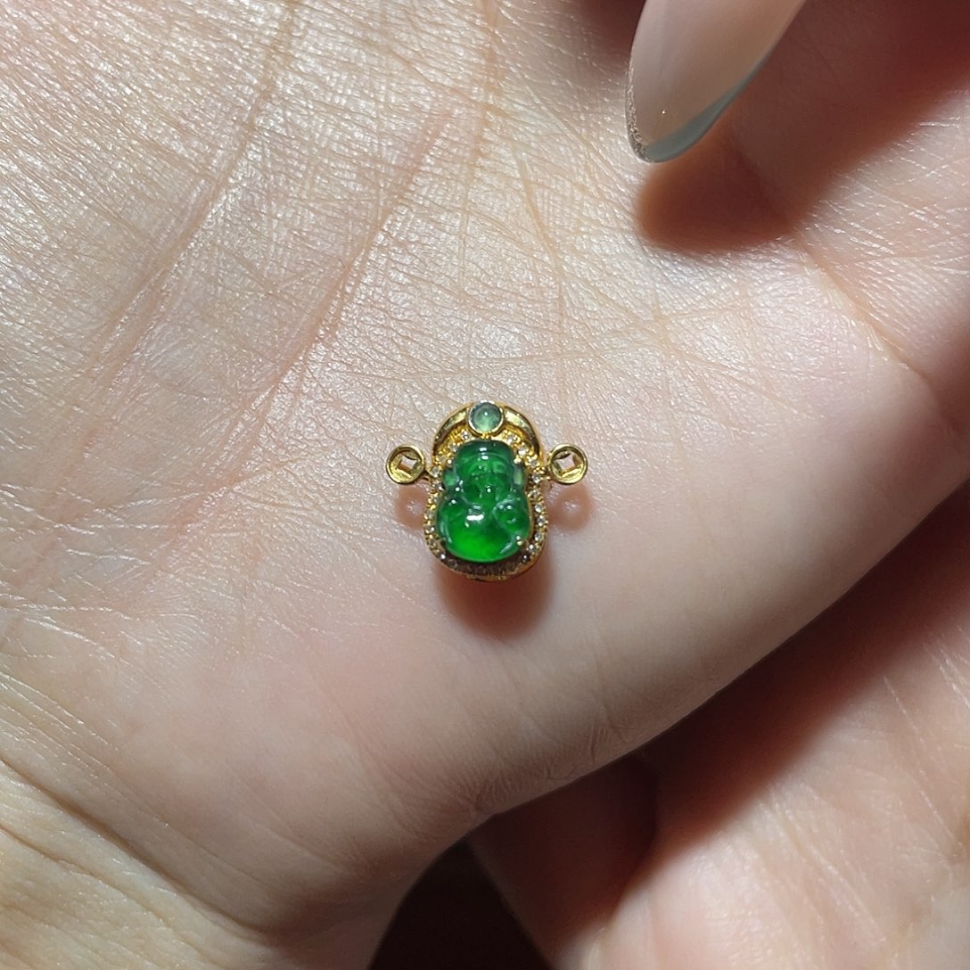 吊坠(不含链)18K金镶嵌翡翠