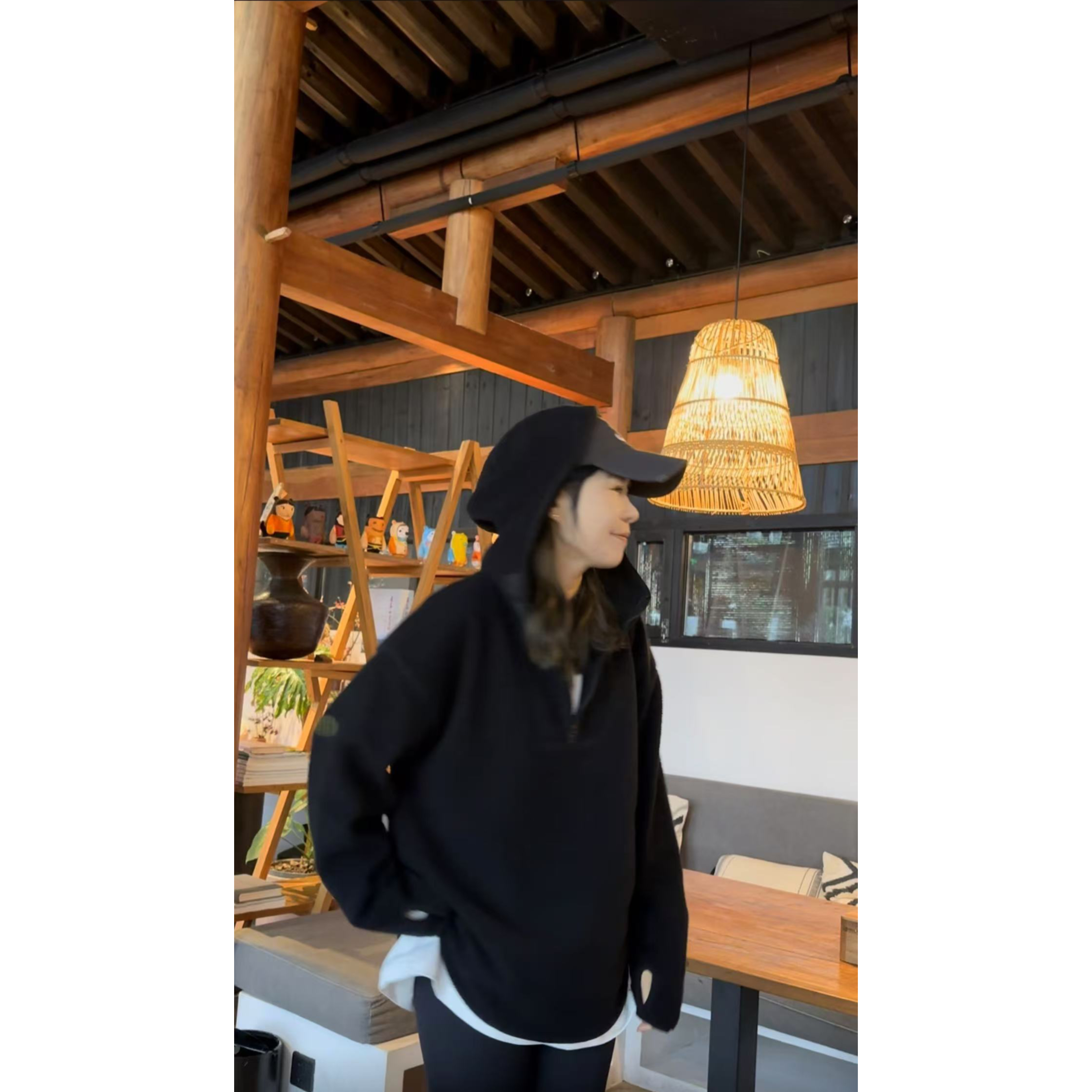 【泰迪】松弛感oversize朵朵绒带帽半拉链卫衣by