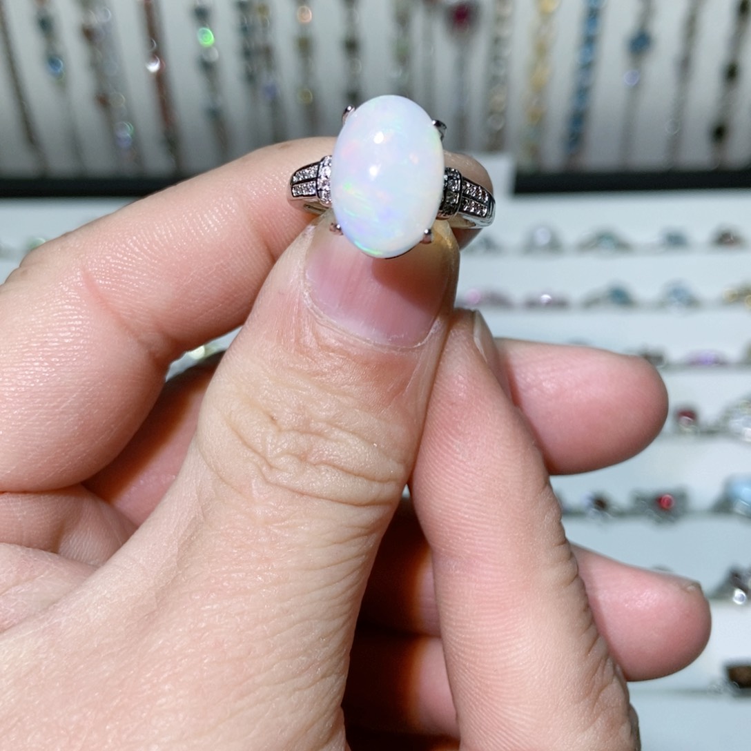 绿水晶戒指银S925镶嵌