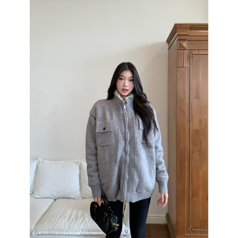 withmin凉皮 雪山国度 毛衣冬季新款女加厚针织保暖外套2524229