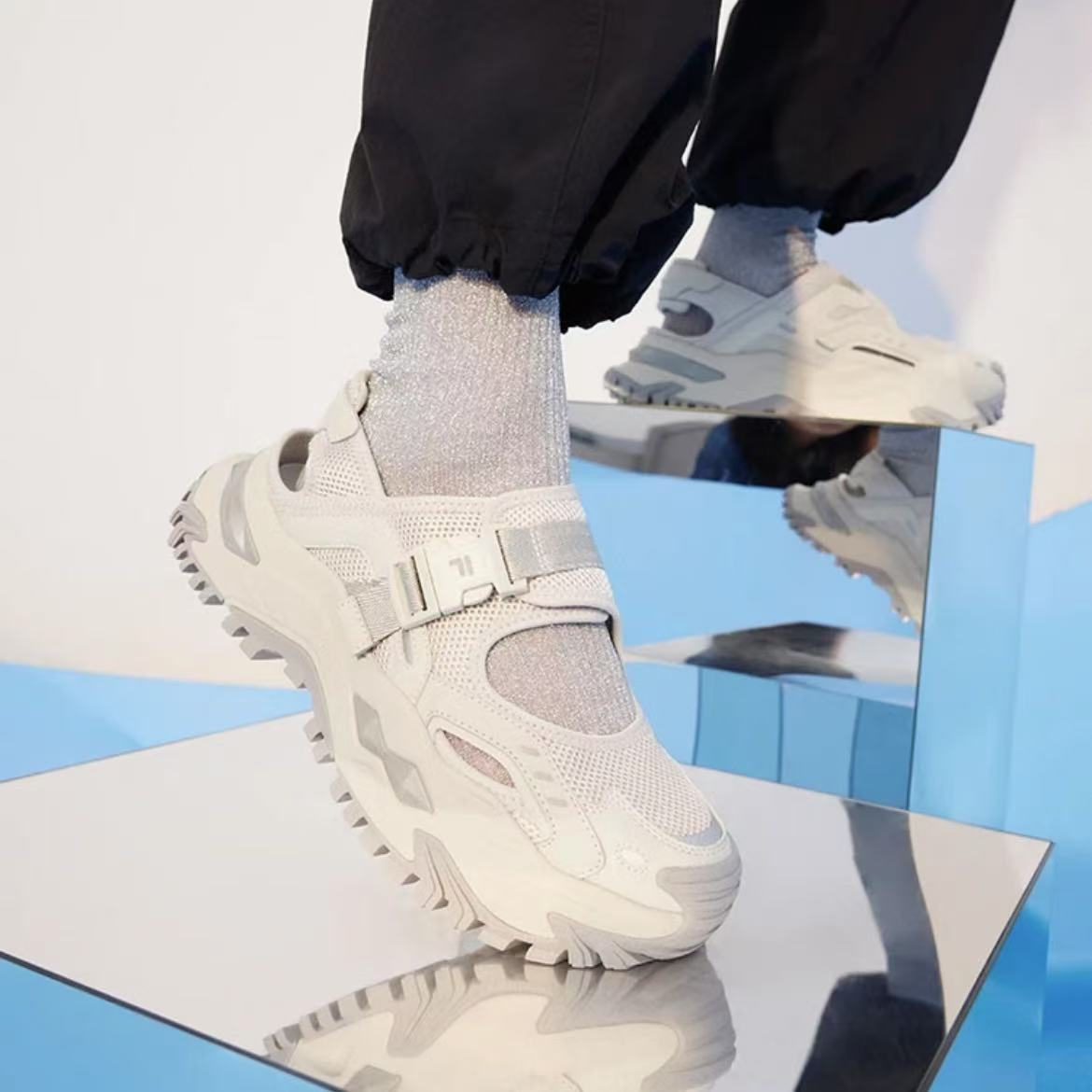 FILA FUSION【BIANCO硬糖凉鞋】夏季女新款厚底透气运动T12W421403F