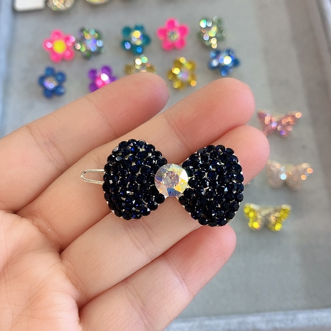 皮质铁合金紫丝绒扣夹