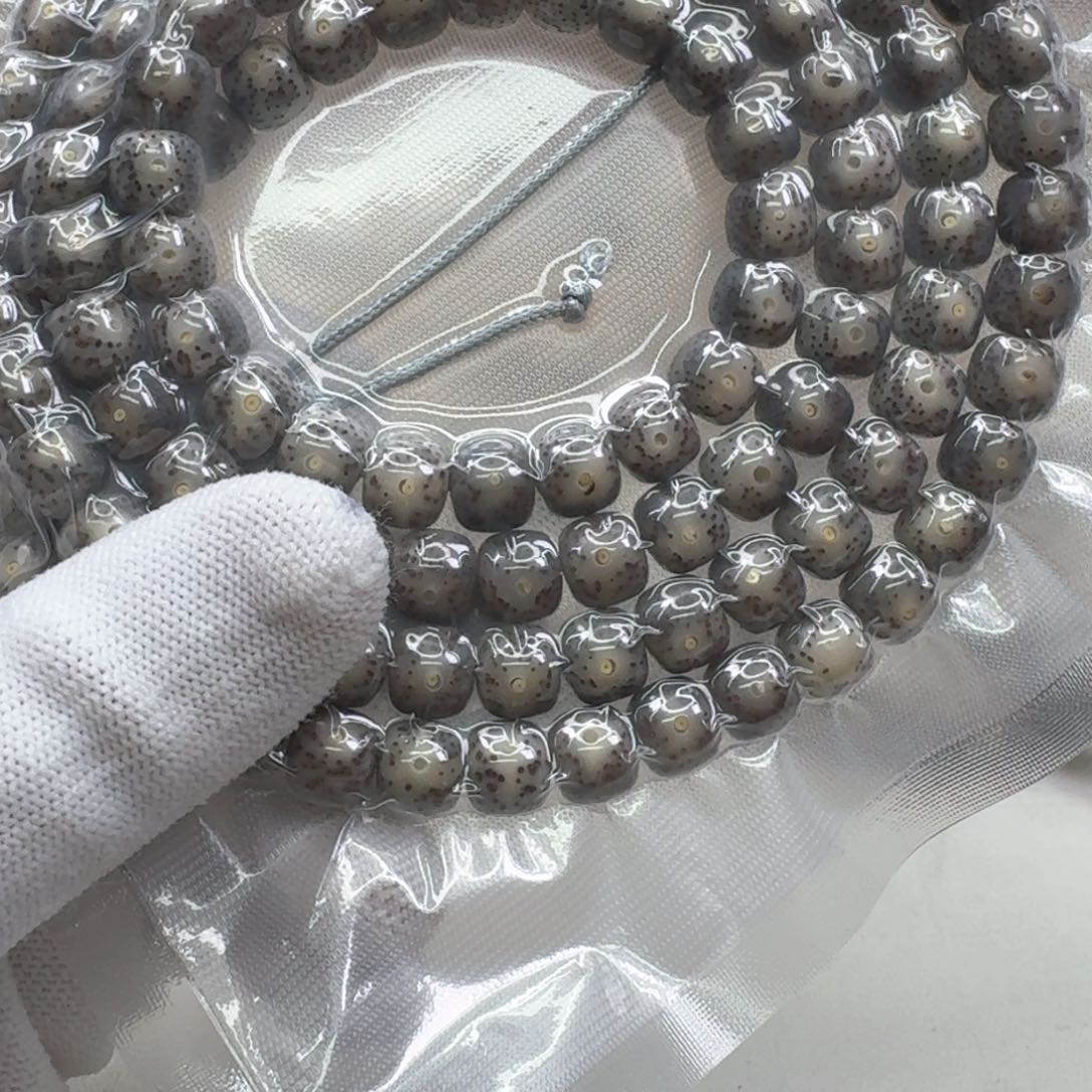 星月菩提手串20创世黑冰月留白9左右108