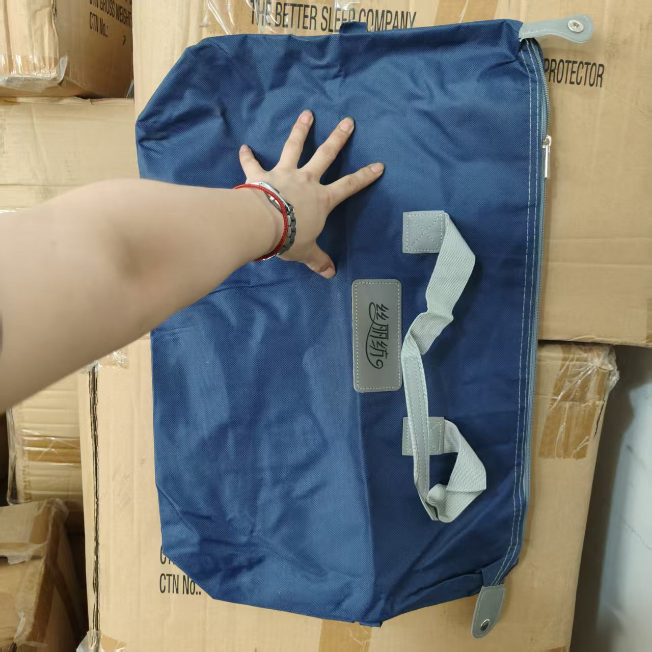 小号–蓝色纯色被子收纳袋