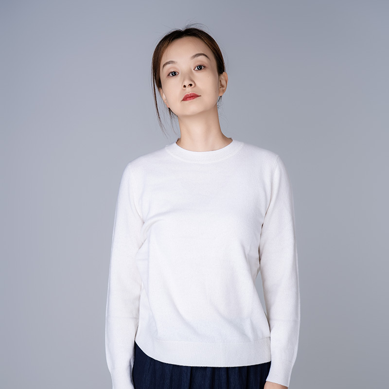 婉牧女圆领纯羊绒衫套头100%长袖山羊绒衫百搭纯色百搭保暖羊毛衫