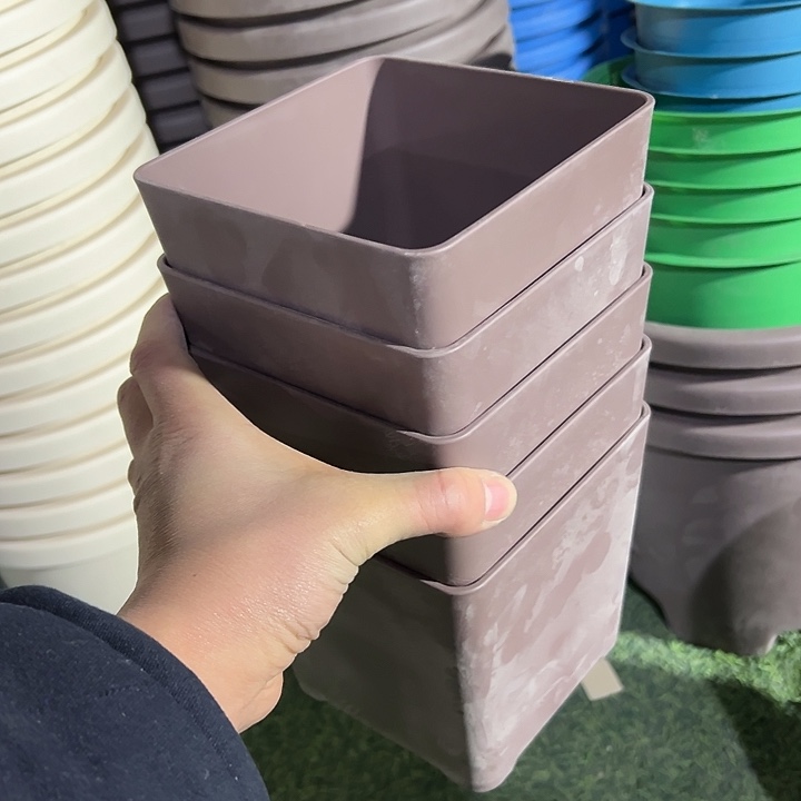 微瑕咖色方盆14外径14高5个盆