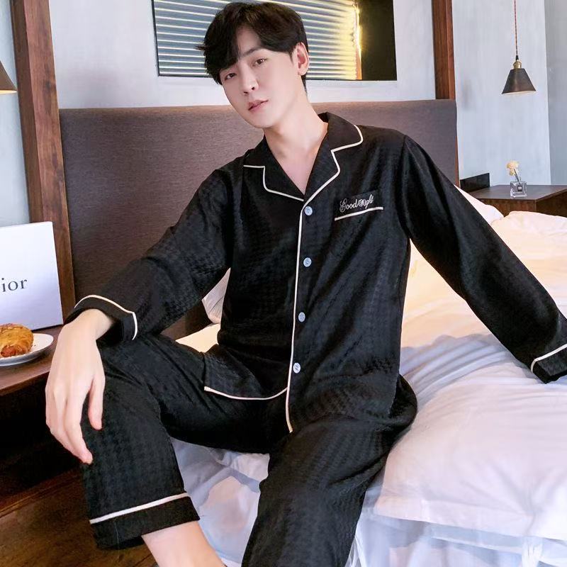 Y30 男款字母刺绣睡衣休闲风时尚百搭睡衣家居服短袖套装夏秋季