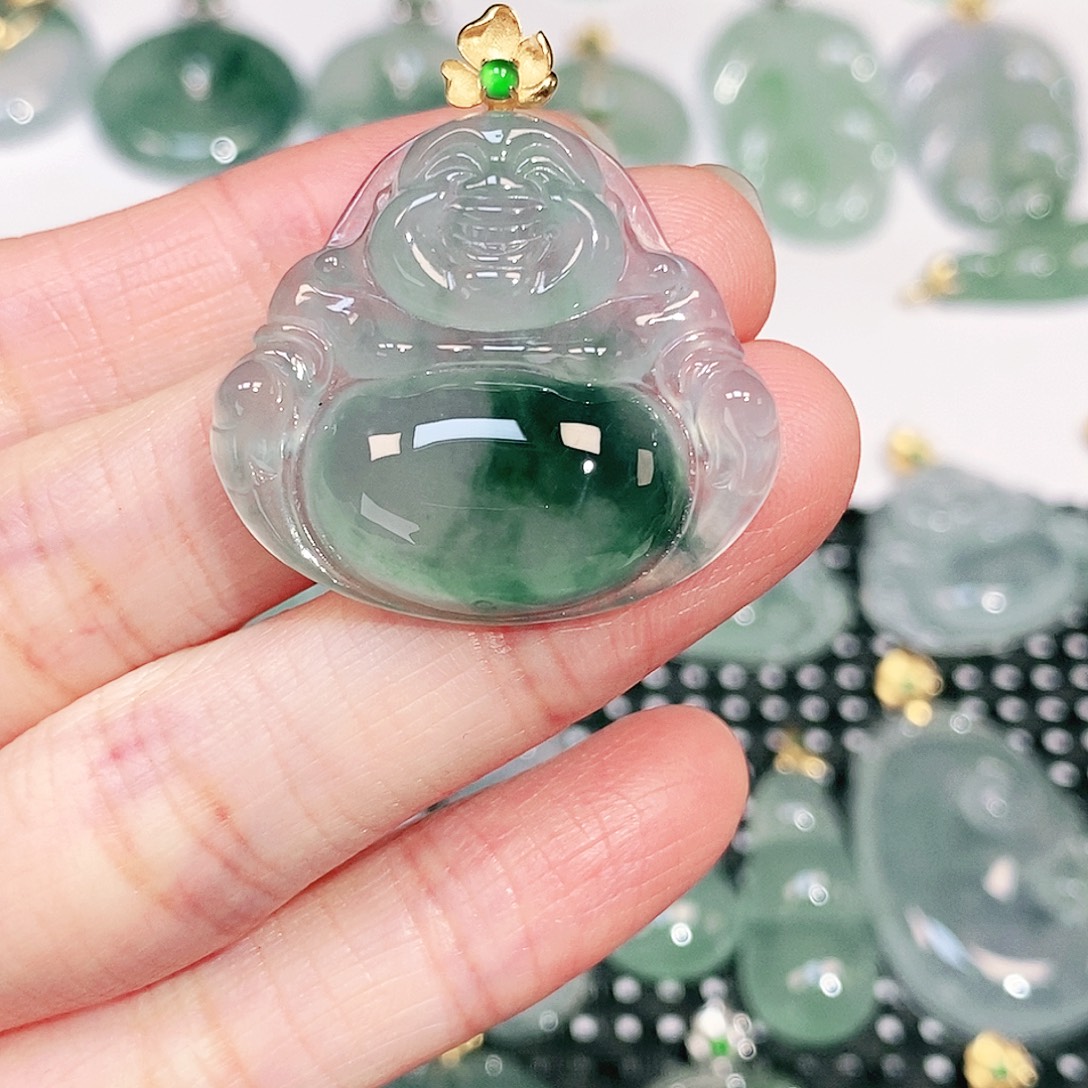 翡翠18K金镶嵌吊坠(不含链)