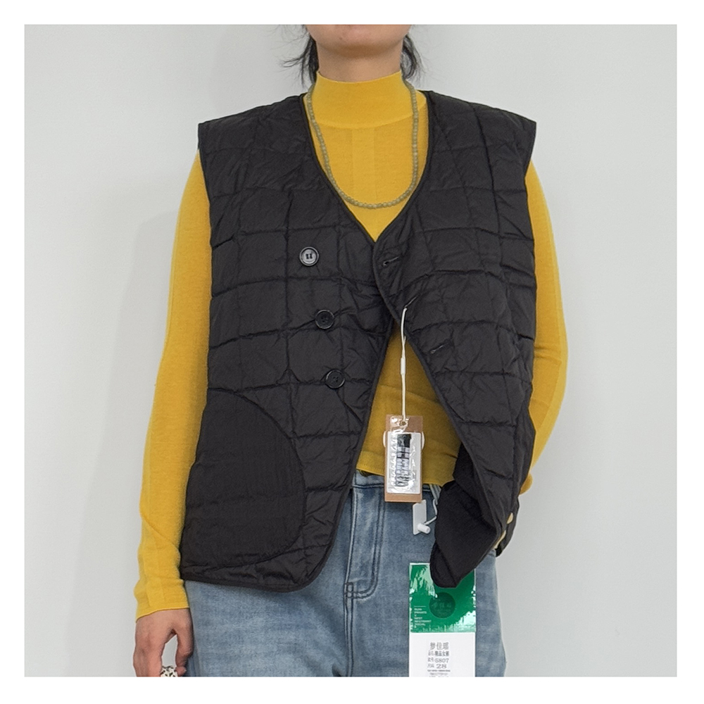 B2320秋冬新款女士休闲百搭排扣开衫保暖两面穿羽绒马甲背心