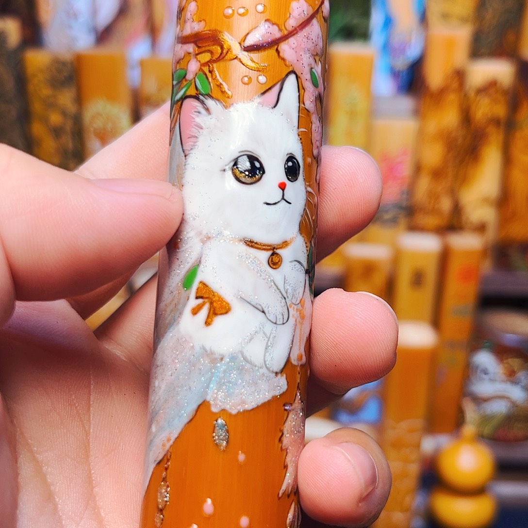 香榧木修竹老师重彩小猫咪