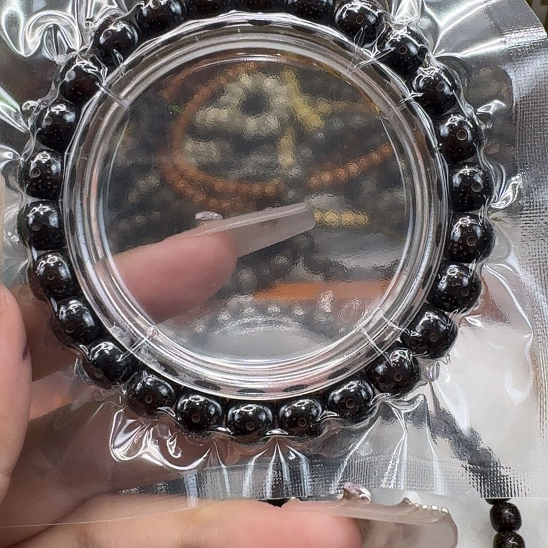 星月菩提手串82傲世糯冰黑金玉化98