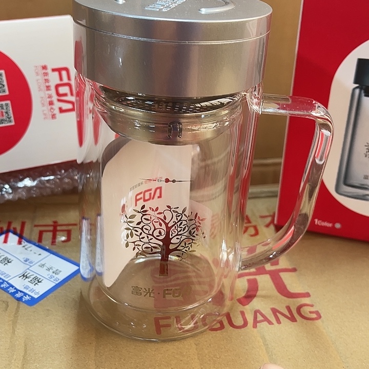 茶隔款玻璃富光把手玻璃杯