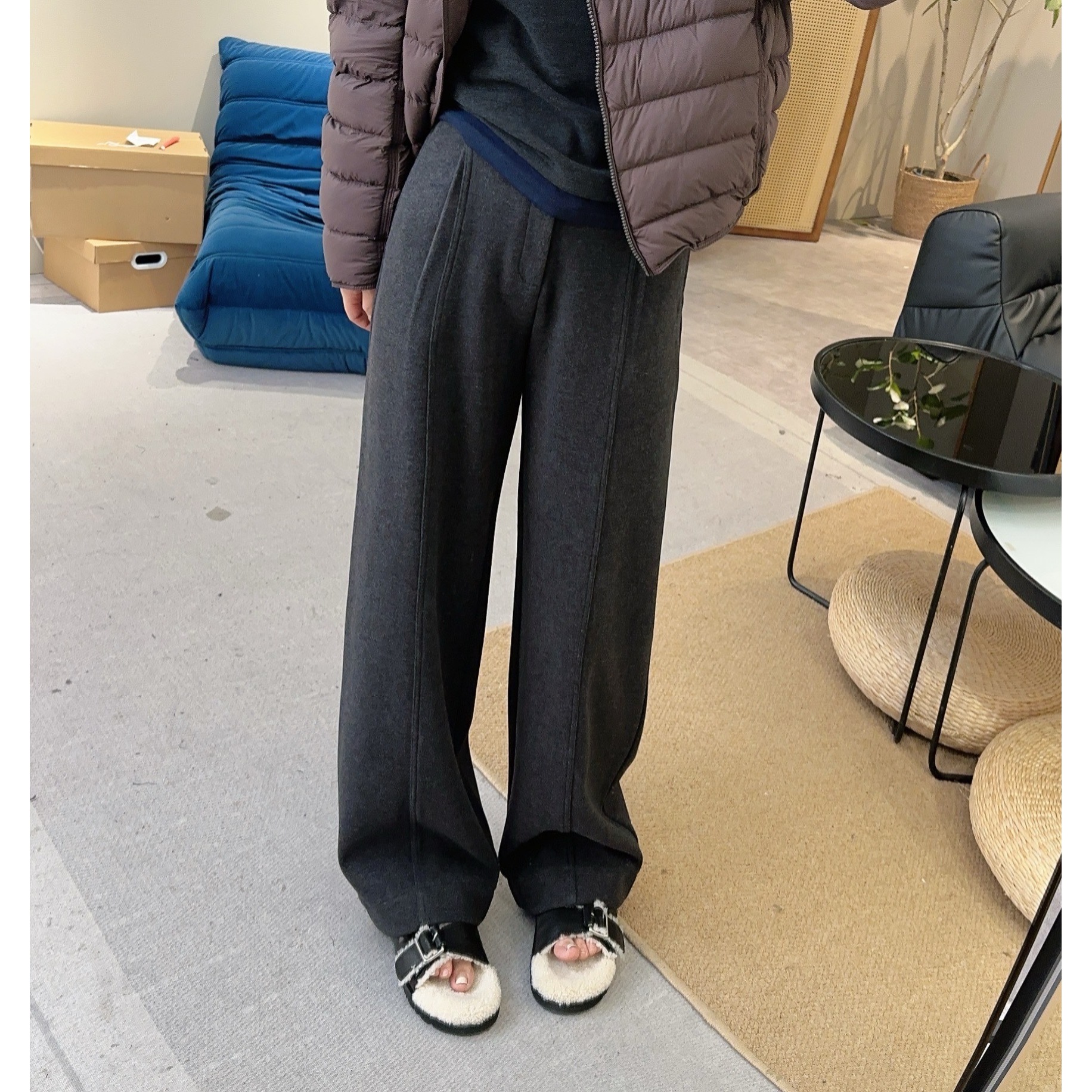 【欧加粒粒】秋冬新款韩版慵懒显瘦休闲窄版小个子阔腿裤 N735