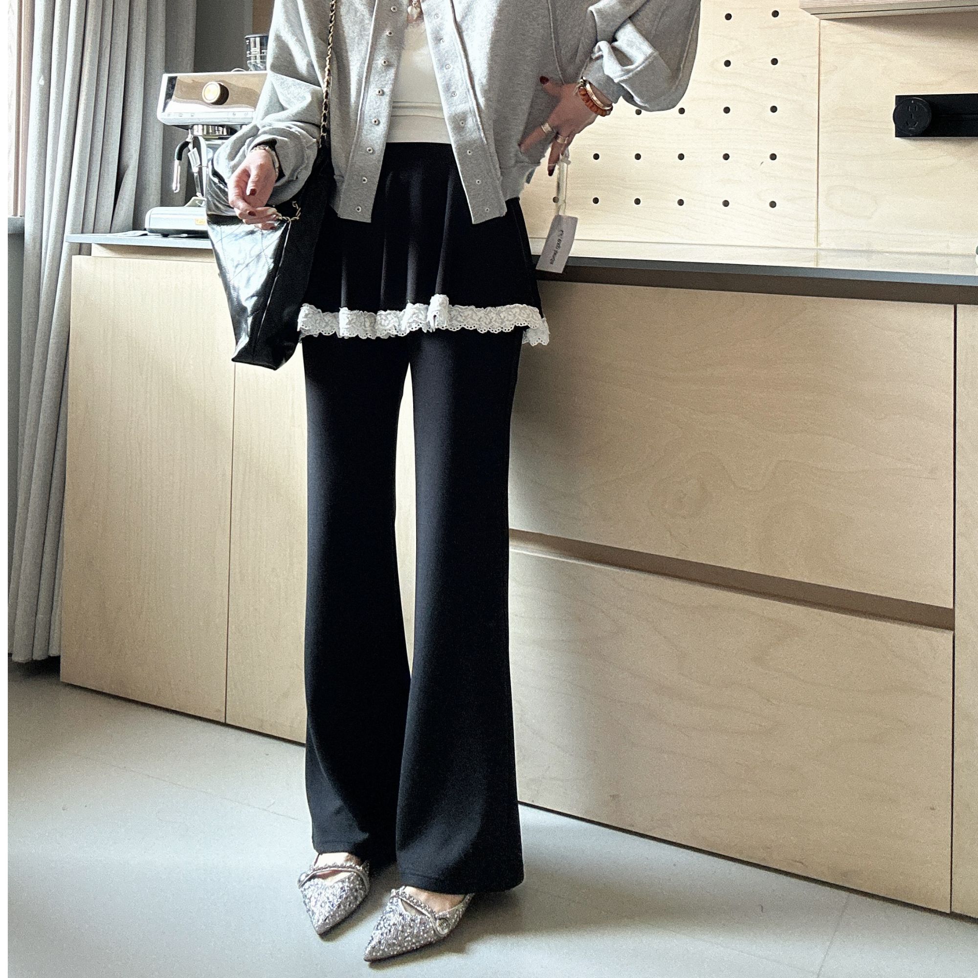 3【大小姐家】欧韩货屁帘微喇休闲裤525955