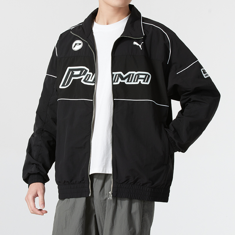 PUMA彪马外套男装2025秋季新款运动服梭织休闲夹克黑色赛车服