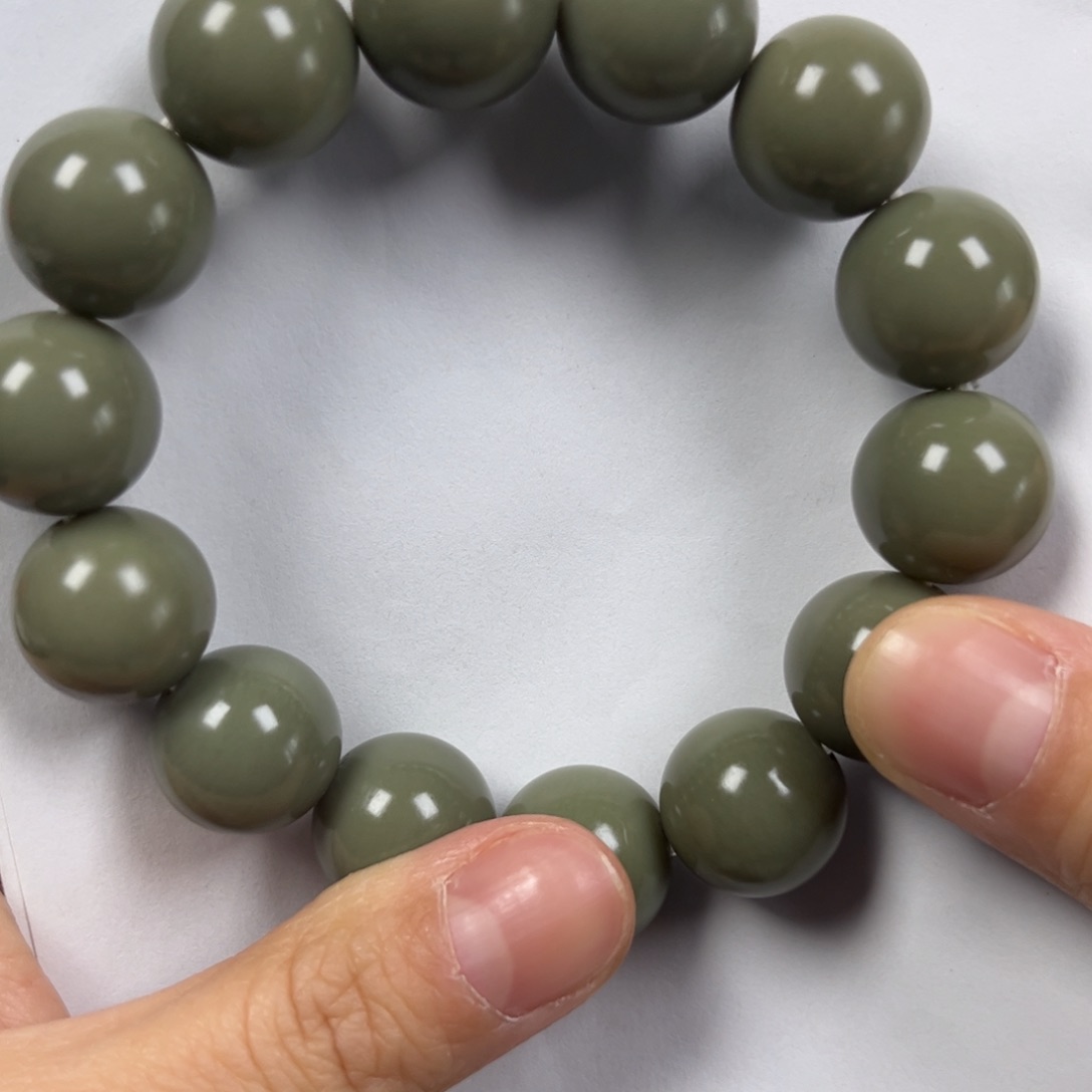 和田玉手链未镶嵌卡16圆珠珠宝级