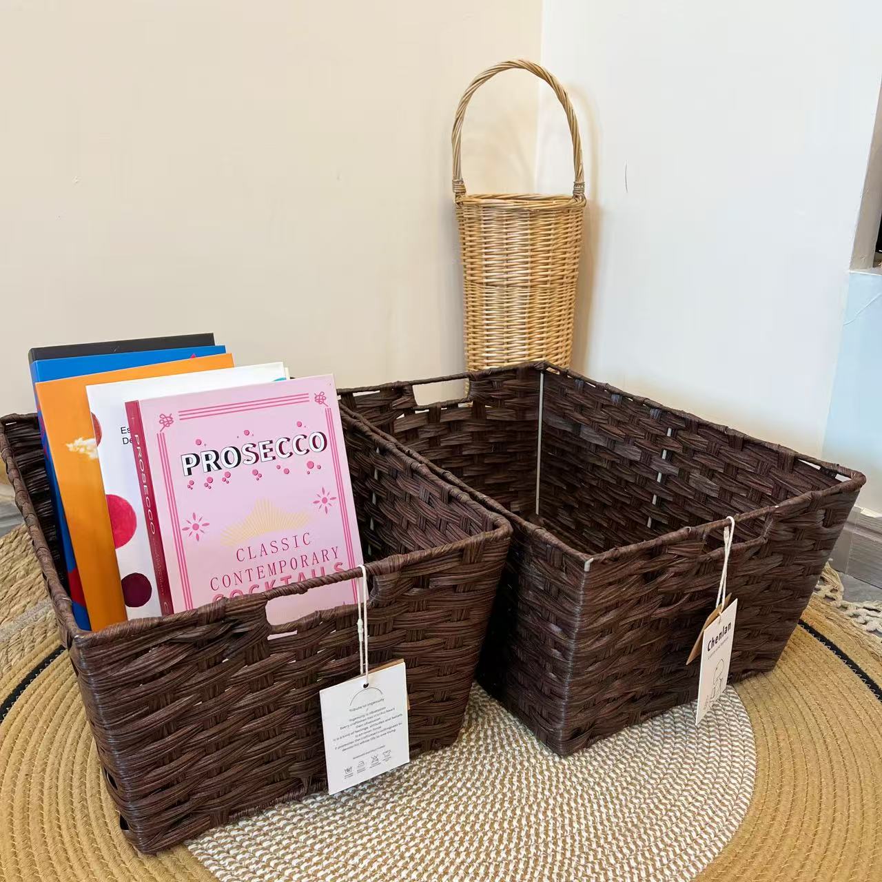 美式零食筐杂物筐深棕