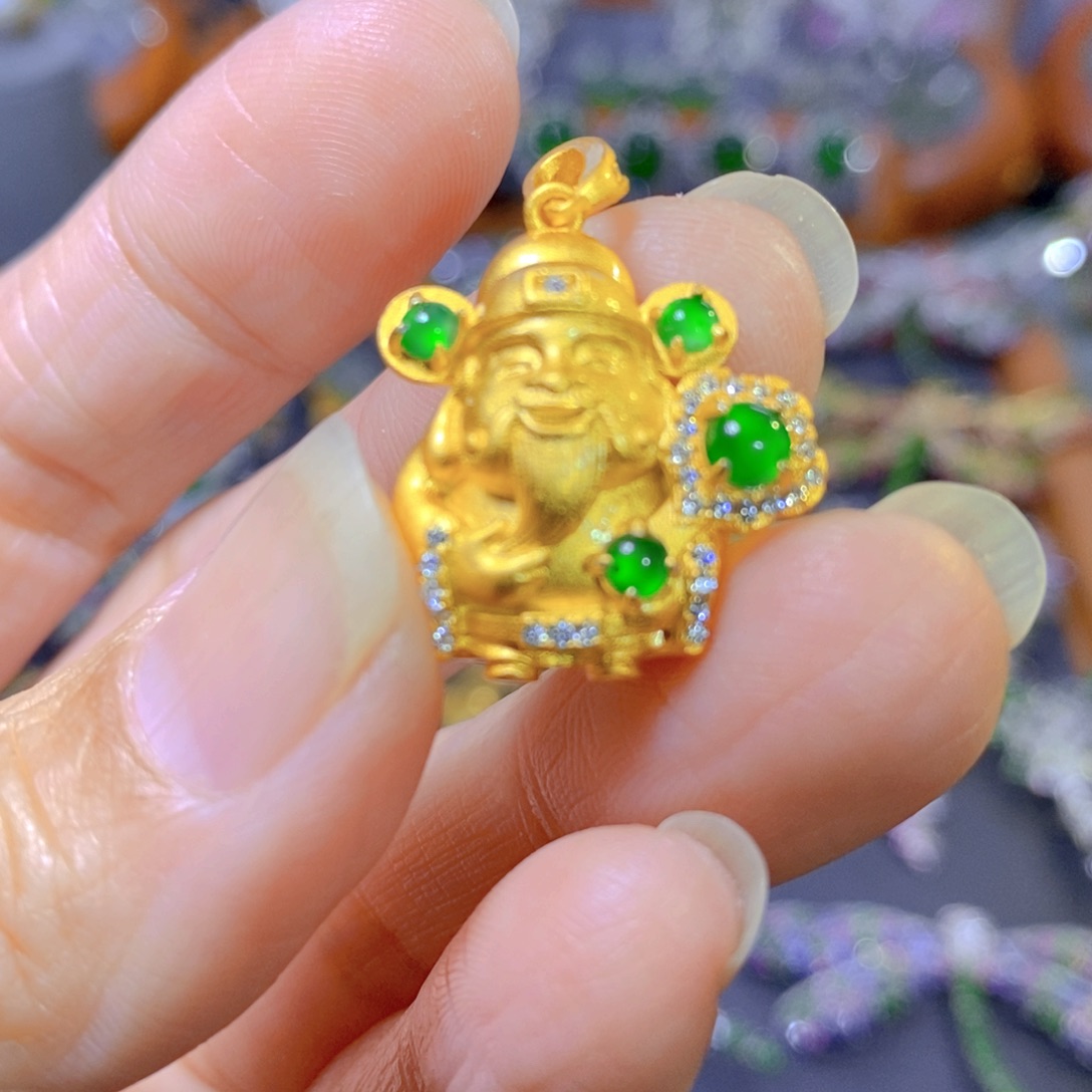 翡翠颈饰银S925镶嵌天然翡翠