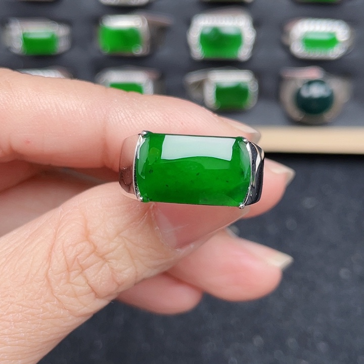 翡翠戒指银S925镶嵌包邮没运费险编号2572