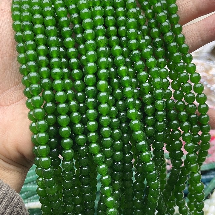 玛瑙/玉髓未镶嵌珠宝半成品2条6mm左右碧玉