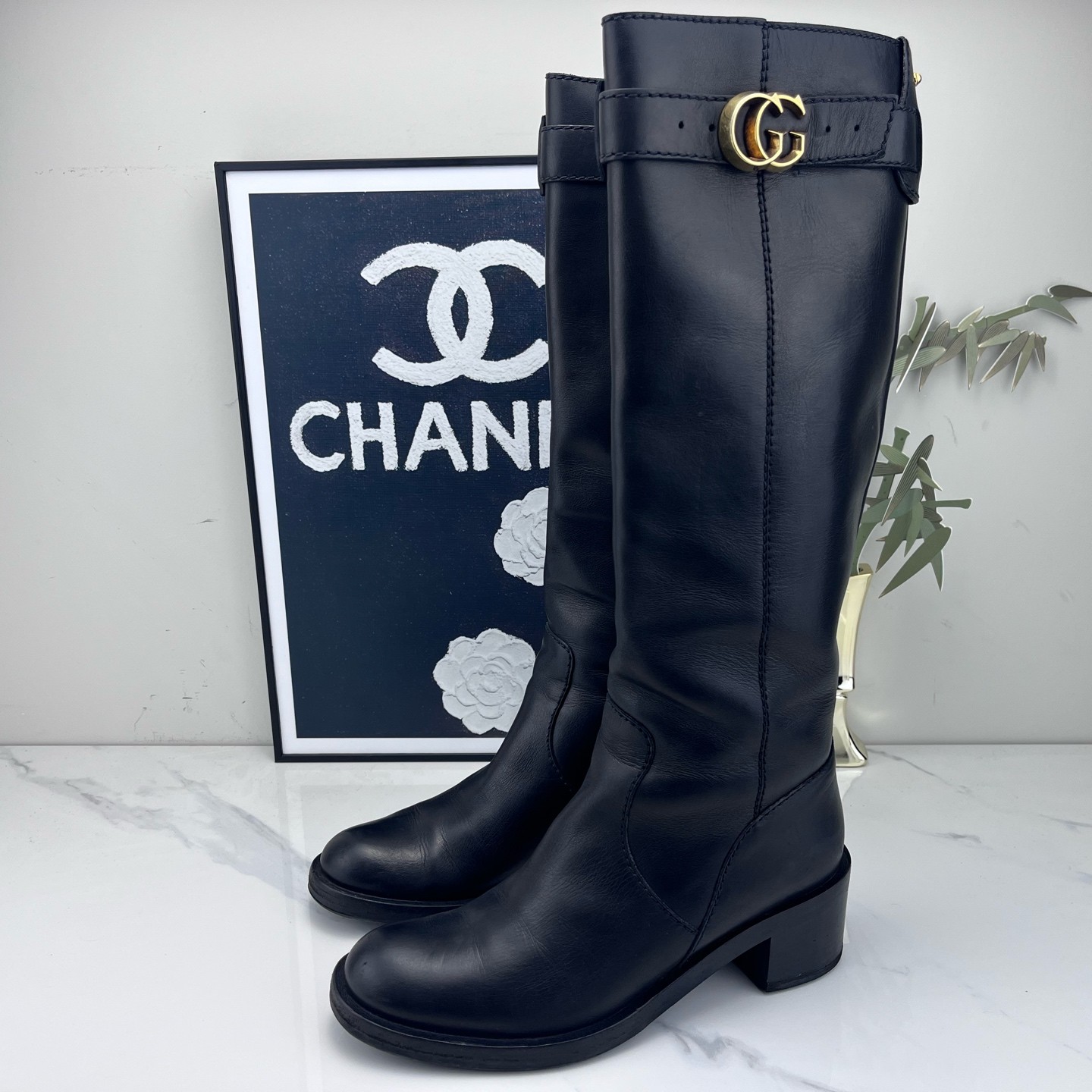 95新 GUCCI/古驰 Gucci古驰长筒靴 36.5码 /mg00209