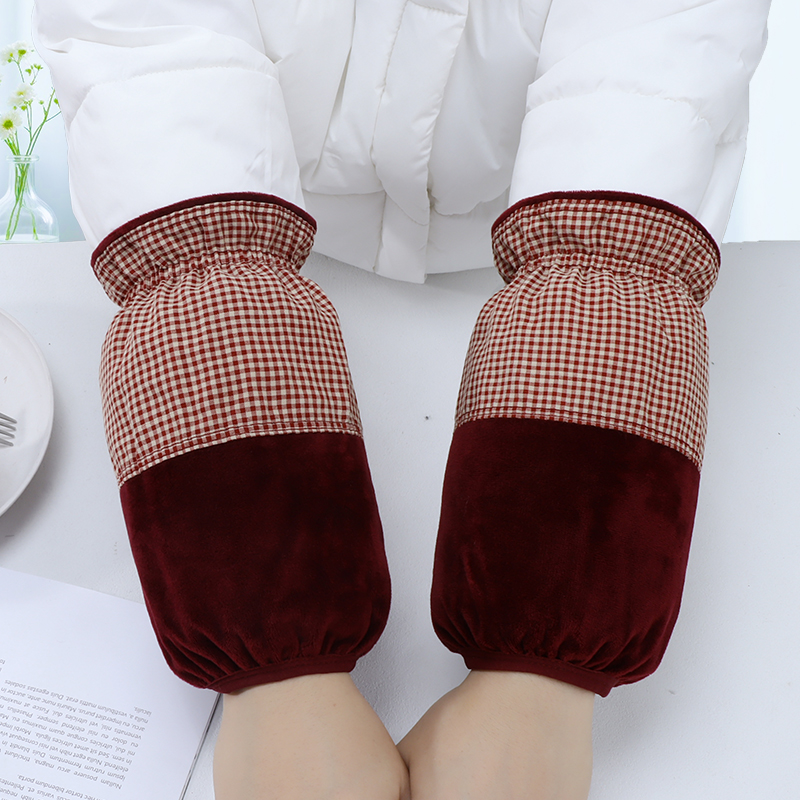 新款格子袖套短款女办公工作套袖秋冬羽绒服防脏护袖成人家务袖头