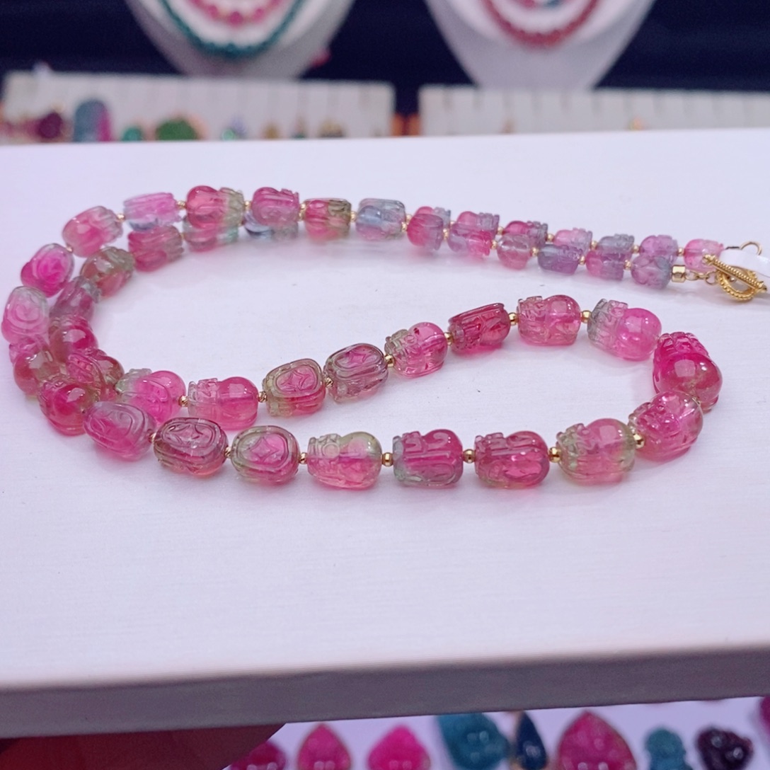 颈饰18K金镶嵌碧玺碧玺A项链