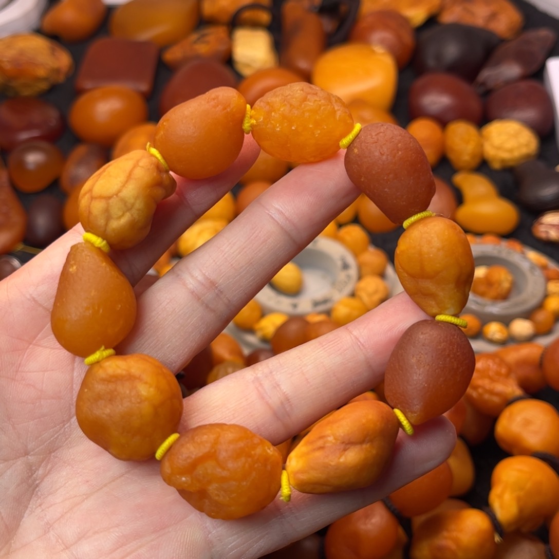 琥珀裸石未镶嵌天然蜜蜡手串