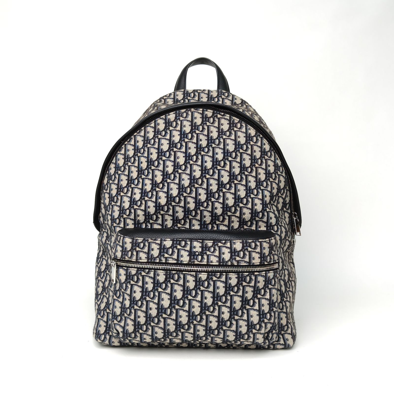 99新 DIOR/迪奥 【娇】双肩包 墨蓝色 帆布 银扣 2023 722771