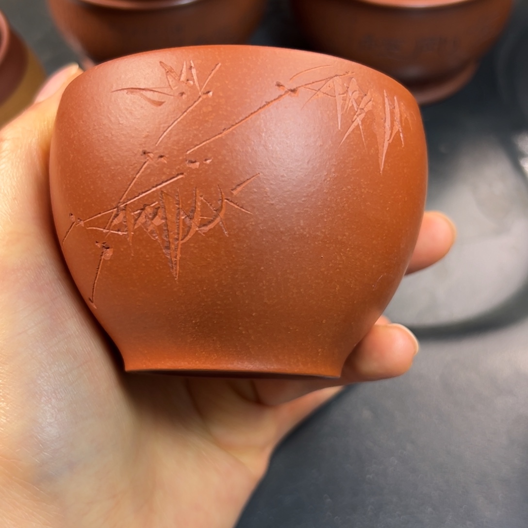 紫砂茶杯竹叶主人杯