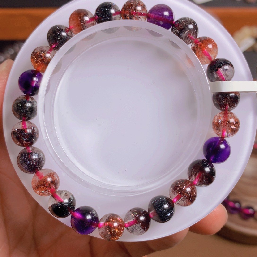 水晶手链未镶嵌收藏级黑加仑超七