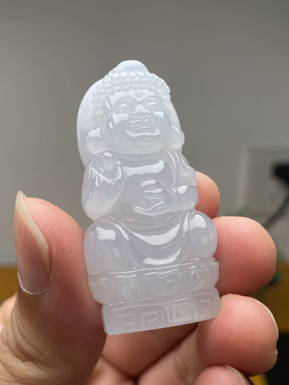 宝宝佛糯胶挂件天然缅甸翡翠A货51.4*25.5*11.7