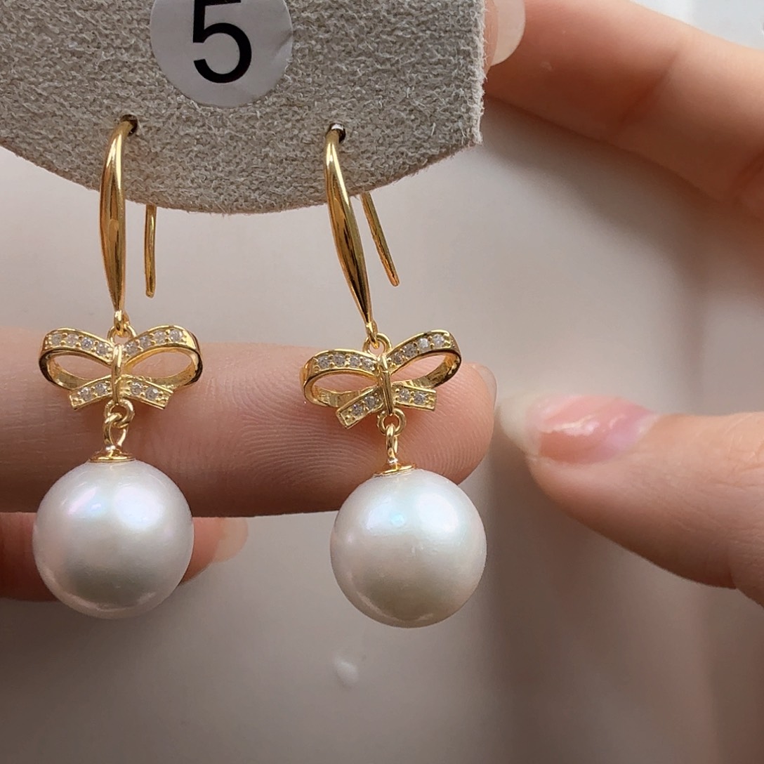 淡水珍珠耳饰银S925镶嵌