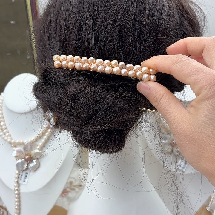 淡水珍珠发饰银S925镶嵌