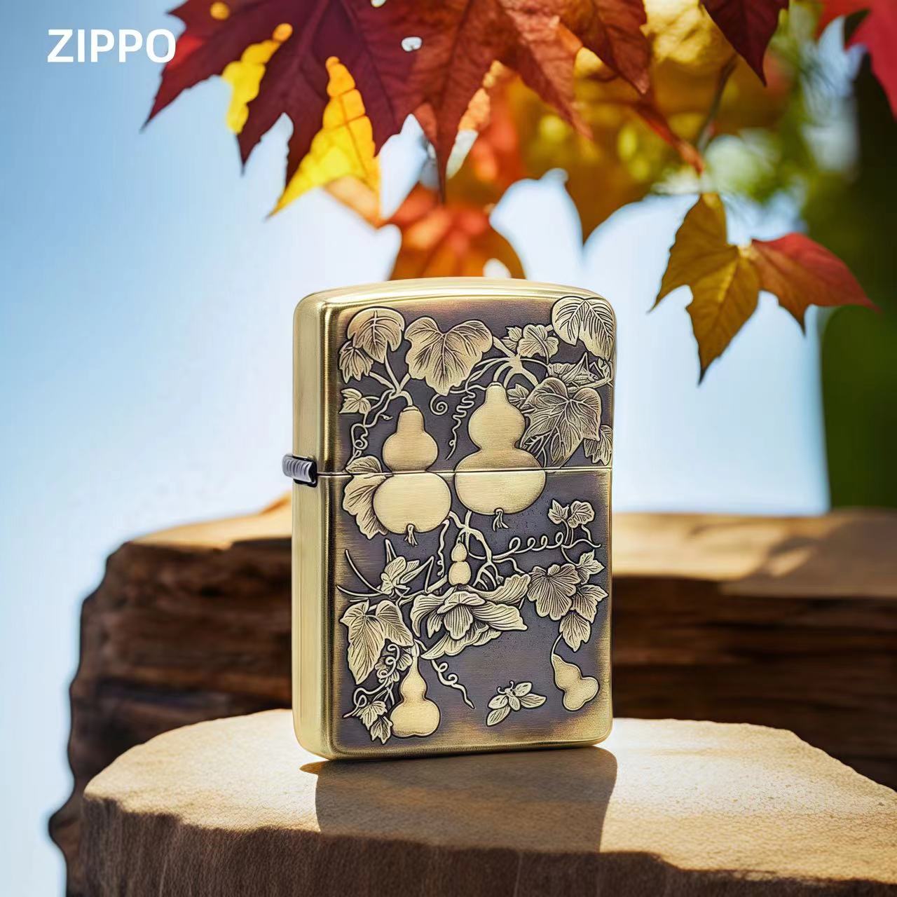 ZIPPO打火机【五福葫芦】 蝎子作品黄铜盔甲原装正品男士盘玩DYJ1
