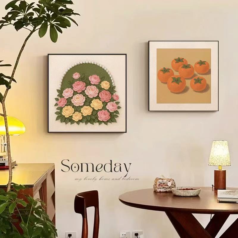 新款轻奢餐厅卧室砂岩装饰画高档大气高级感挂画砂岩画客厅简约