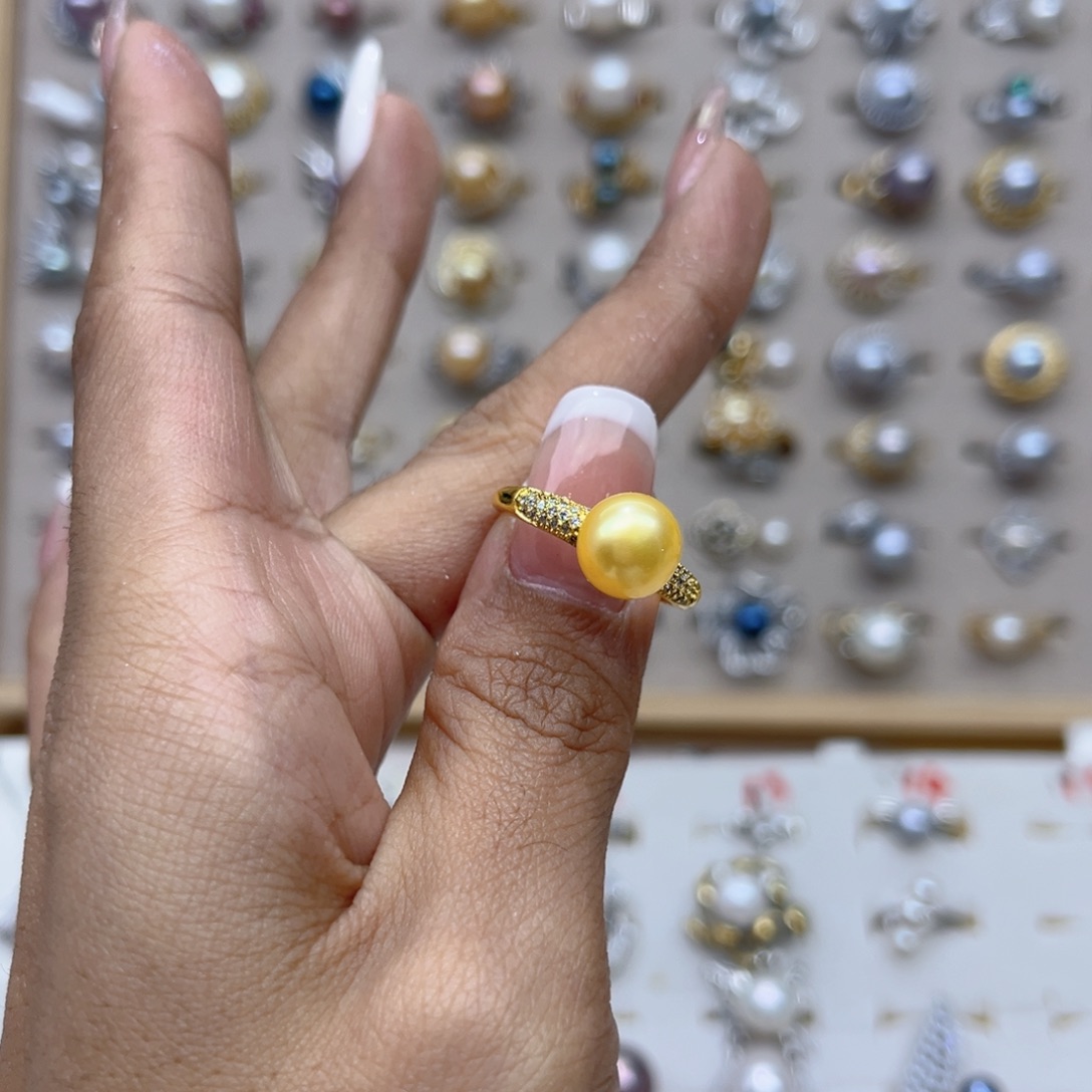 这***懒戒指淡水珍珠合金