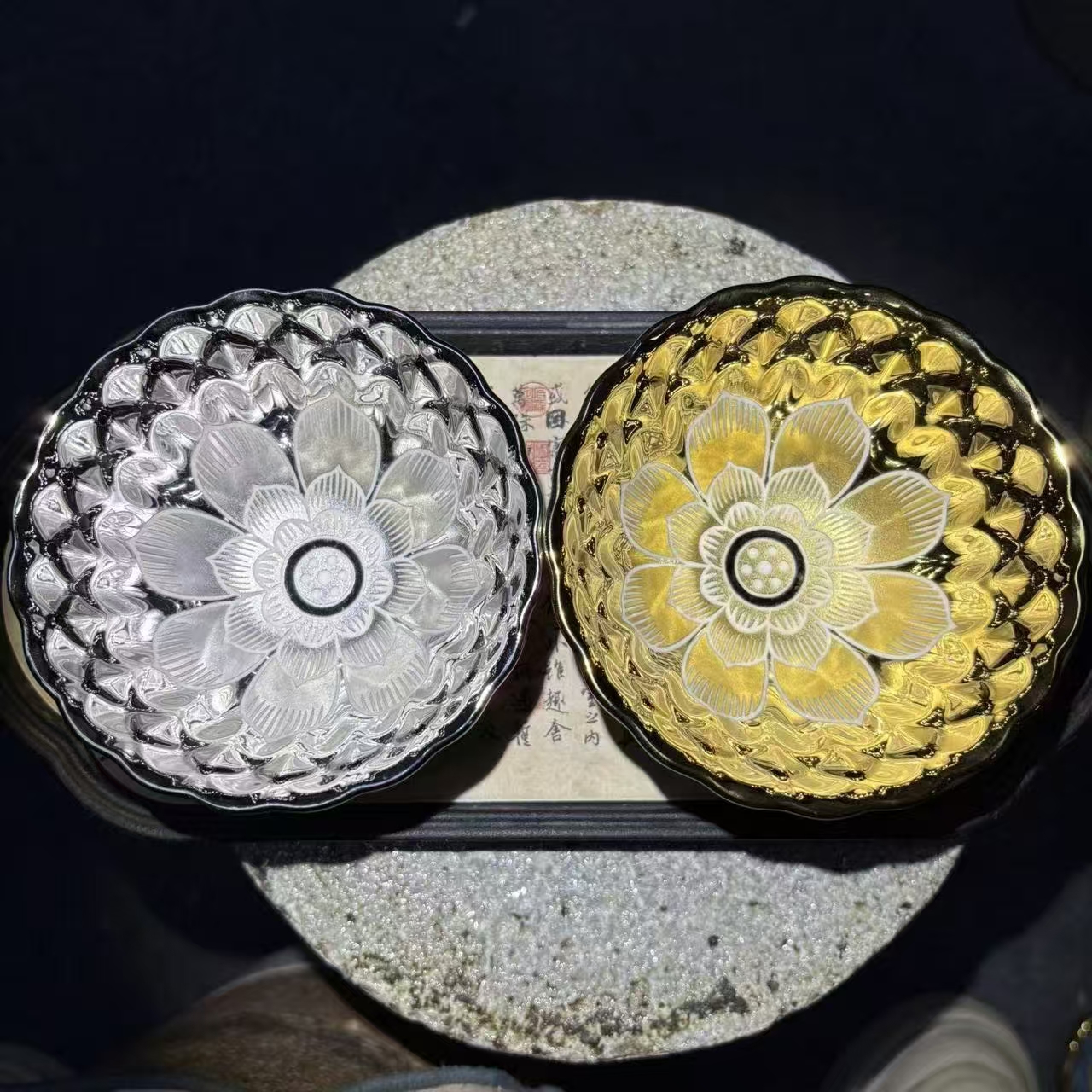 高端茶杯茶器（金玉满堂莲花对杯）主人杯