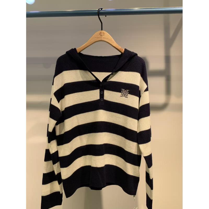 柚丁开衫连帽毛针织衫不褪色针织毛衣条纹百搭秋季9A31M29923