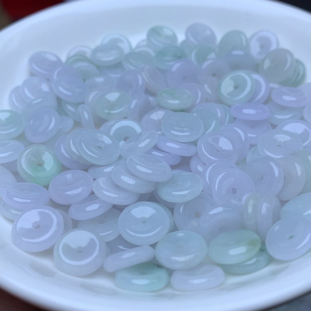 【闪购商品】翡翠手链未镶嵌卡9冰淡紫平安扣50个