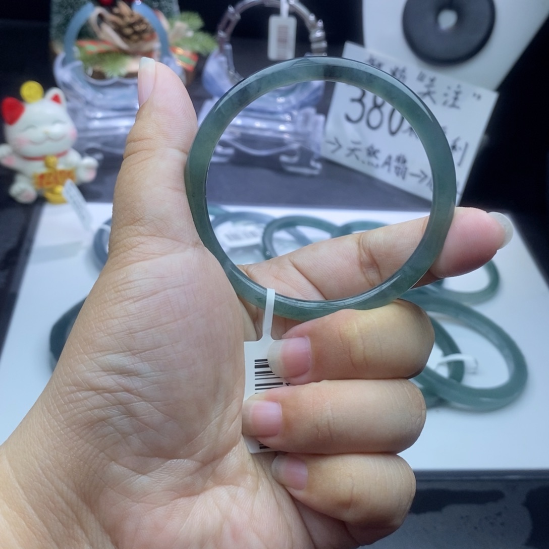 定制翡翠未镶嵌手镯蓝底飘乌鸡花色