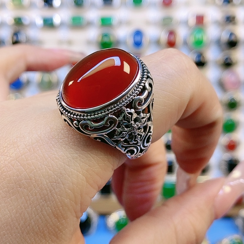 【闪购商品】玛瑙/玉髓戒指银S925镶嵌