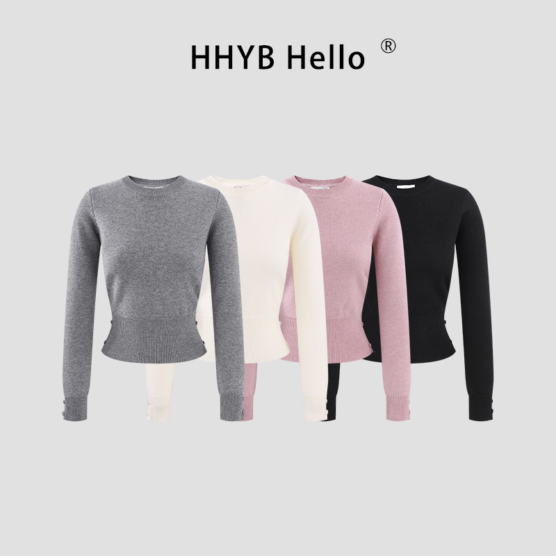 HHYB Hello收腰内搭毛衣小个子针织打底衫女新款高级感上衣M1667