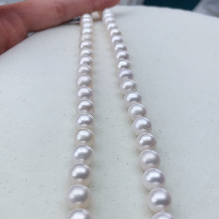淡水珍珠颈饰银S925镶嵌卡9极光冷白高品