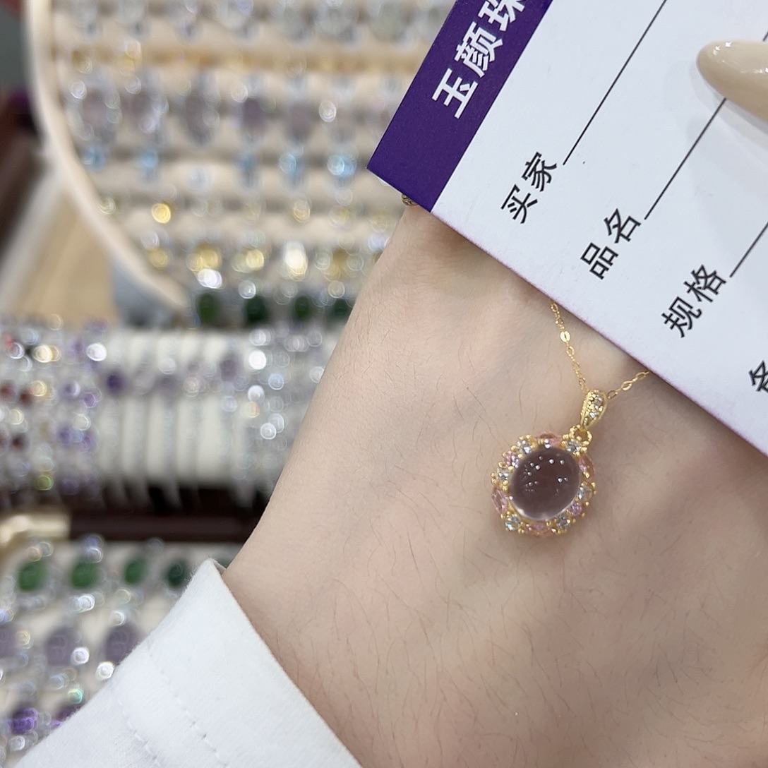 千***绪颈饰银S925镶嵌萤石