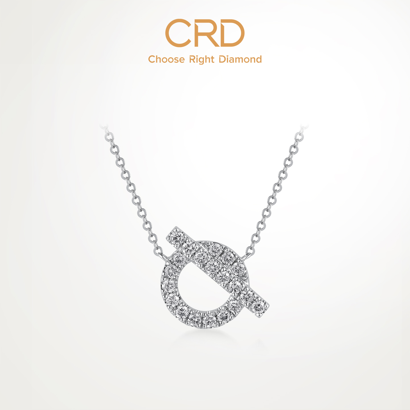 CRD克徕帝钻石项链女王Q形吊坠铂金群镶天然真钻情侣送礼官方
