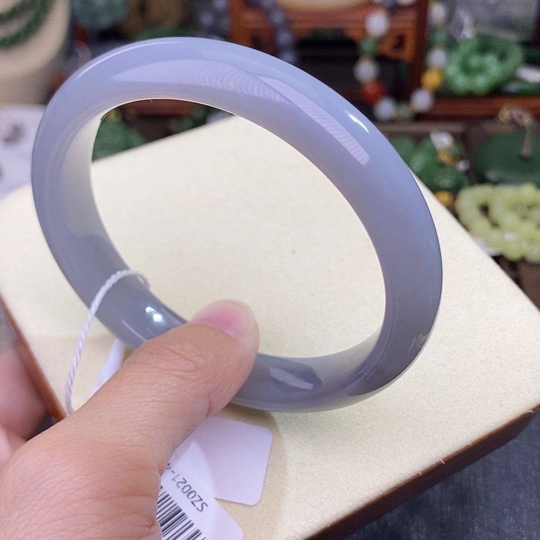 和田玉58 烟紫老料脂膏级手镯清货价未镶嵌