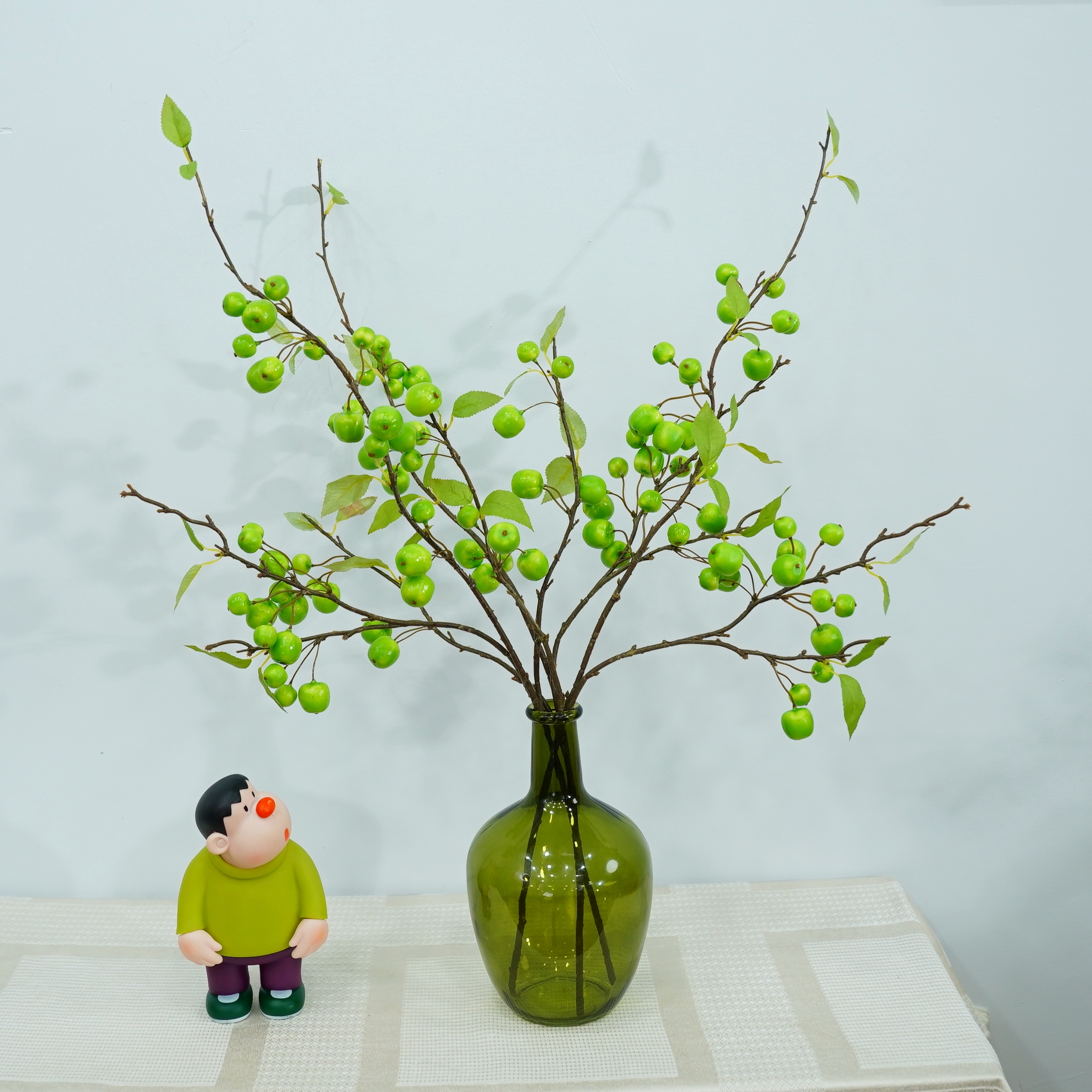 高品质手工小苹果清新中式家居轻奢摆件仿真苹果玄关摆件叶子工艺