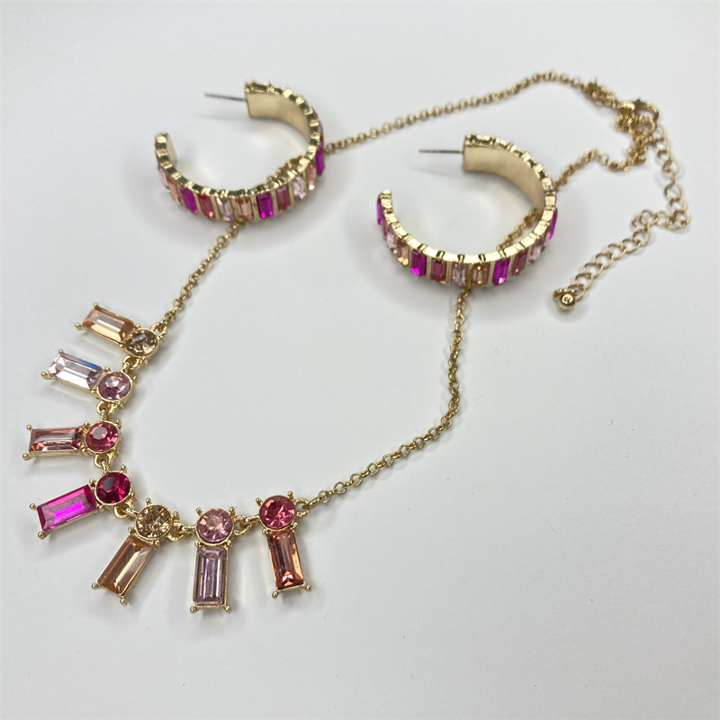 合金项链 彩色圈圈项链耳环套装2-9【2070103-042】