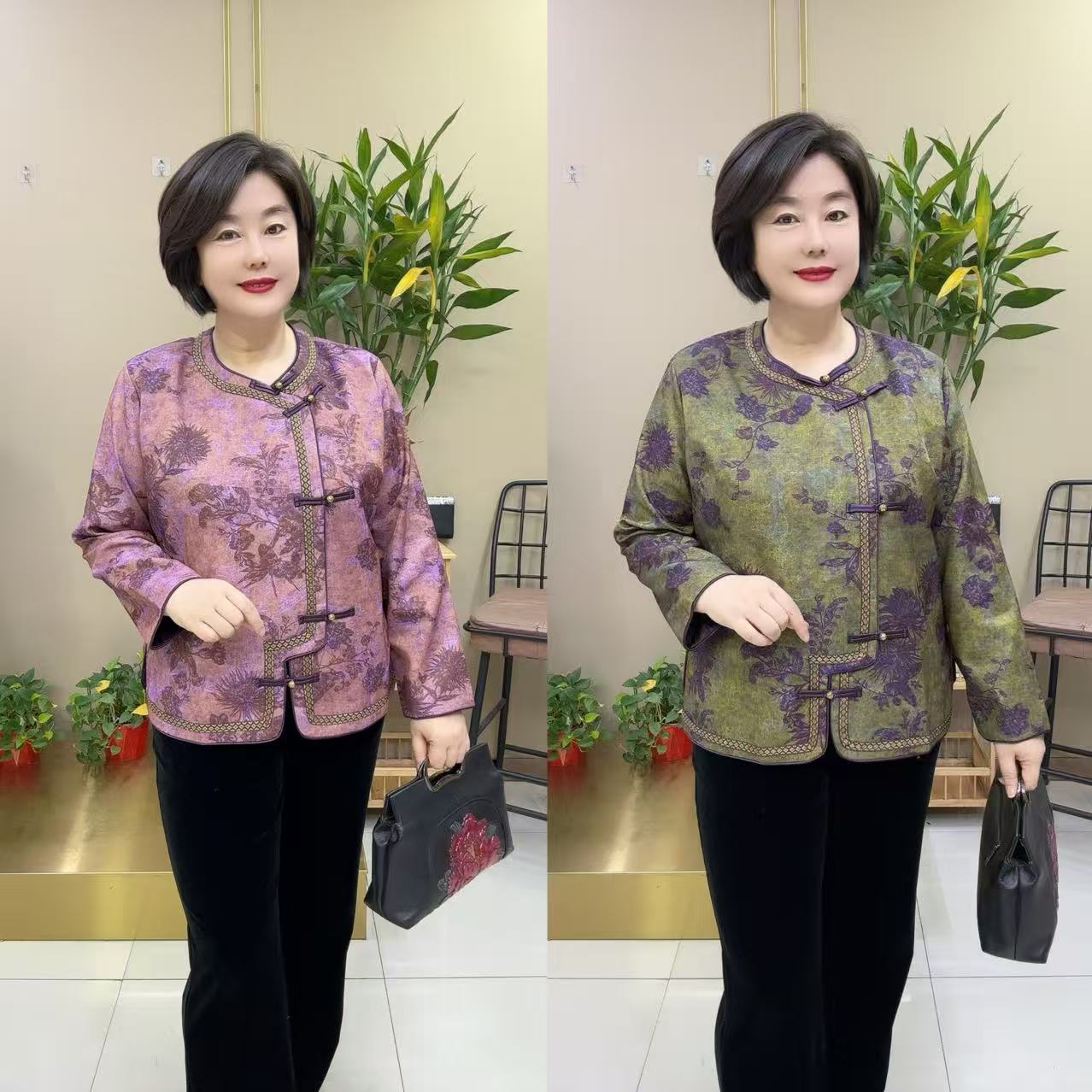 复古风古典美精品全里衬妈妈上衣（开衫）
